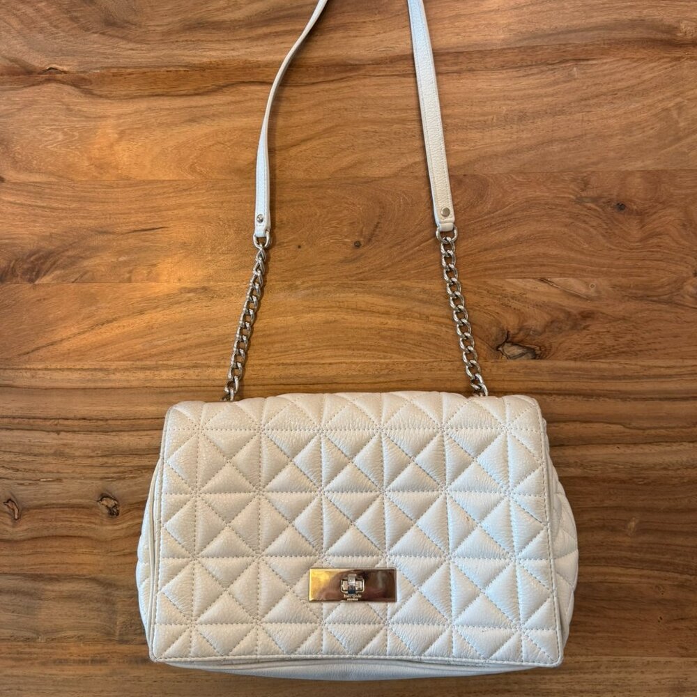 Kate Spade Cream Cross-Quilted Shoulder Bag with Chain